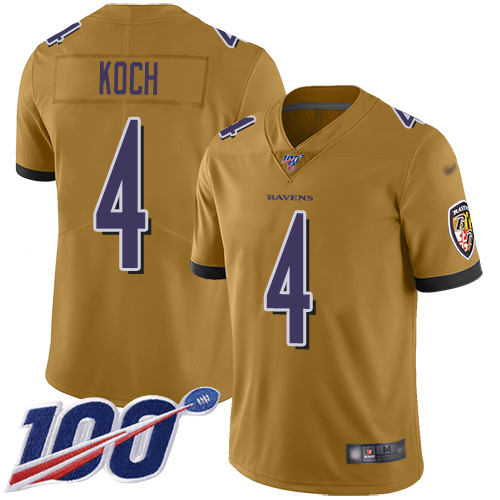 Baltimore Ravens Limited Gold Men Sam Koch Jersey NFL Football #4 100th Season Inverted Legend